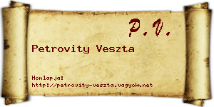 Petrovity Veszta névjegykártya